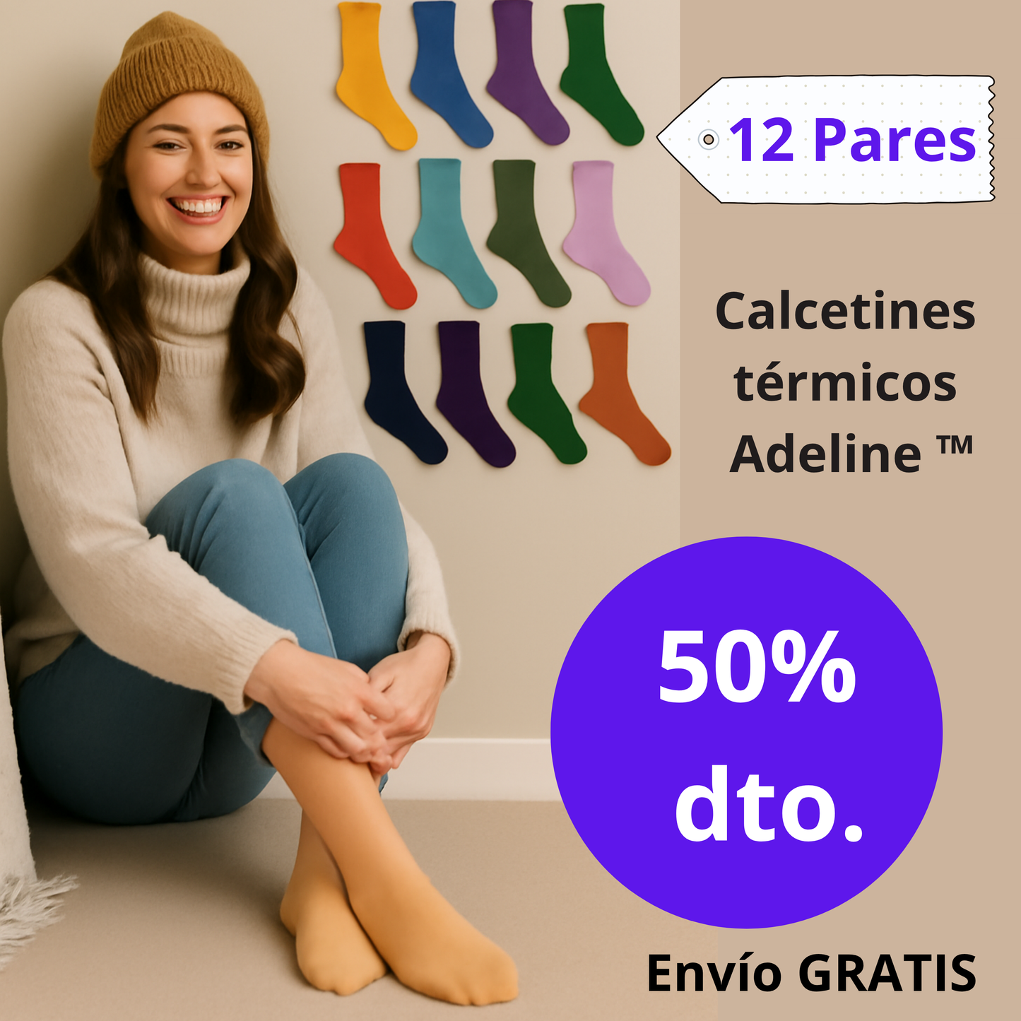 Pack de 12 Calcetines Térmicos - Adeline™