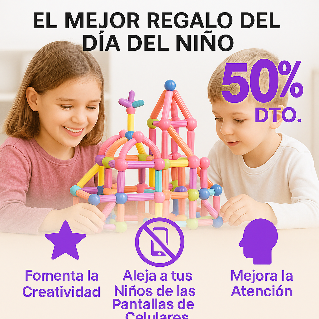 Magnétix ™ - Juego de Barras con imanes de 64 piezas