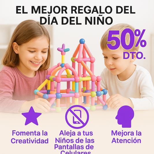Magnétix ™ - Juego de Barras con imanes de 64 piezas